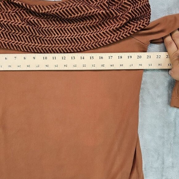 Vintage Lou Nardi Top Womens Size L Brown Shoulder Pads Square Neck Made In USA - Picture 6 of 7